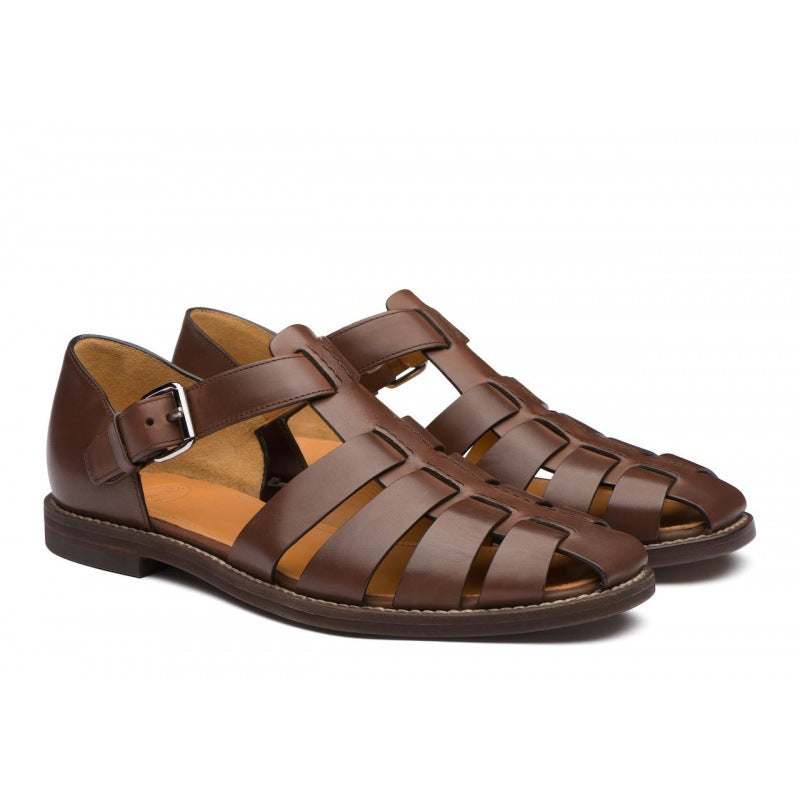 Sandales pour hommes en cuir respirant avec boucle