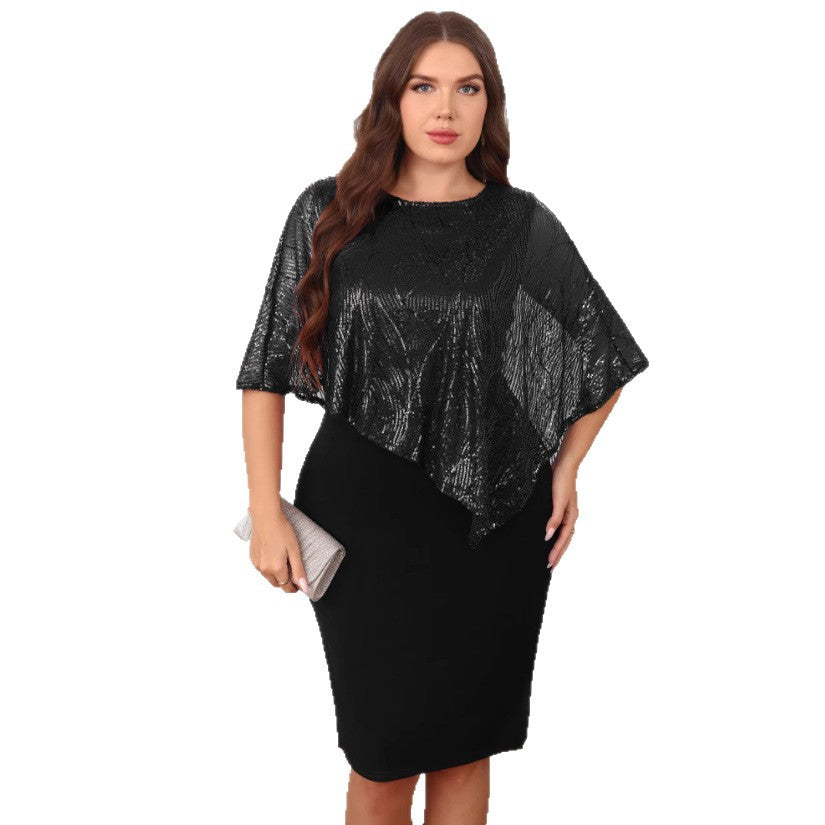 Robe grande taille à empiècements perlés