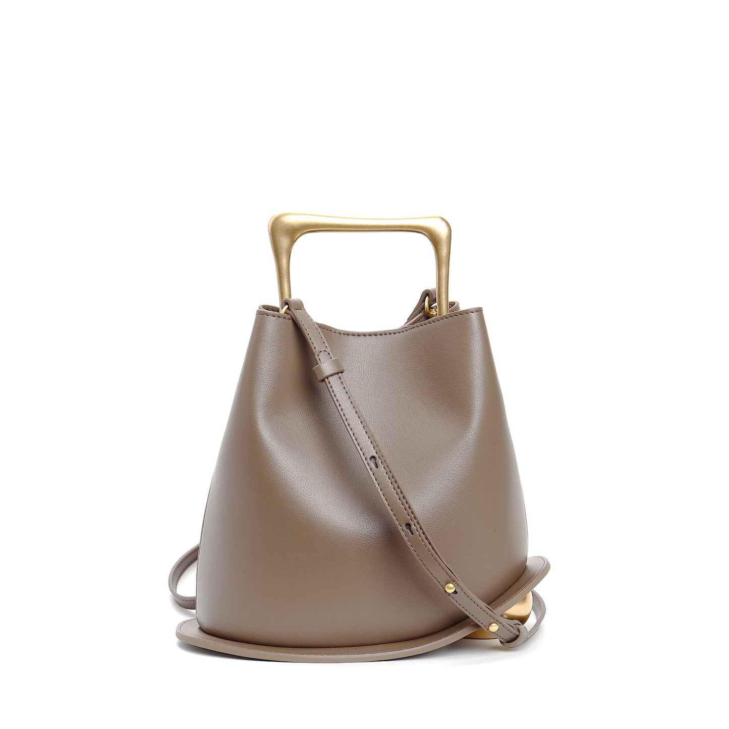 Sac seau en cuir véritable avec bandoulière réglable