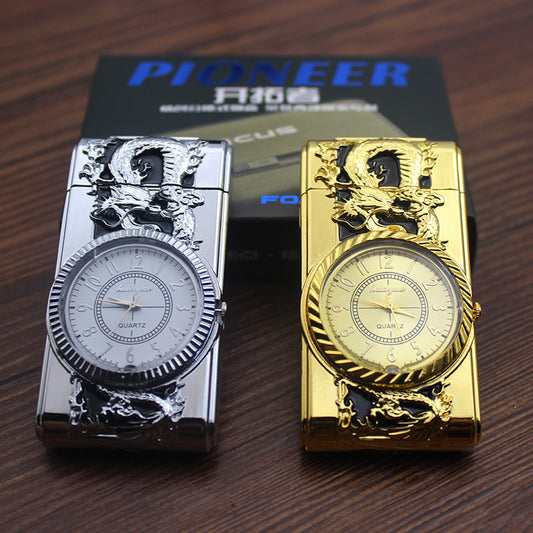 Briquet montre en métal créatif avec lumière LED
