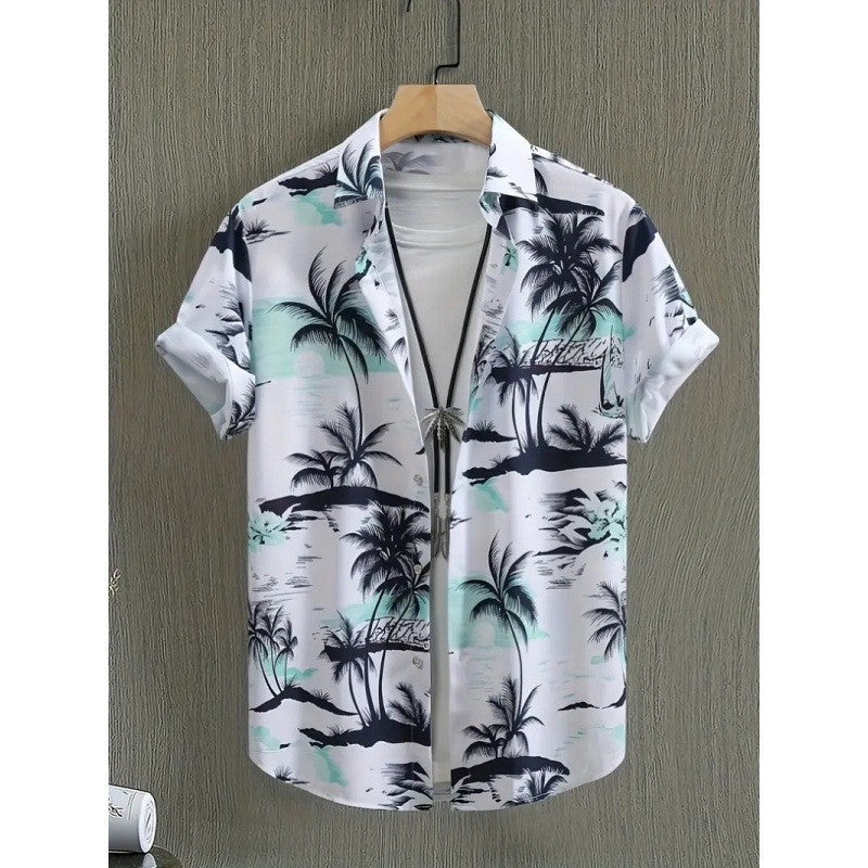 Chemise Homme Imprimée à Manches Courtes et Coupe Large