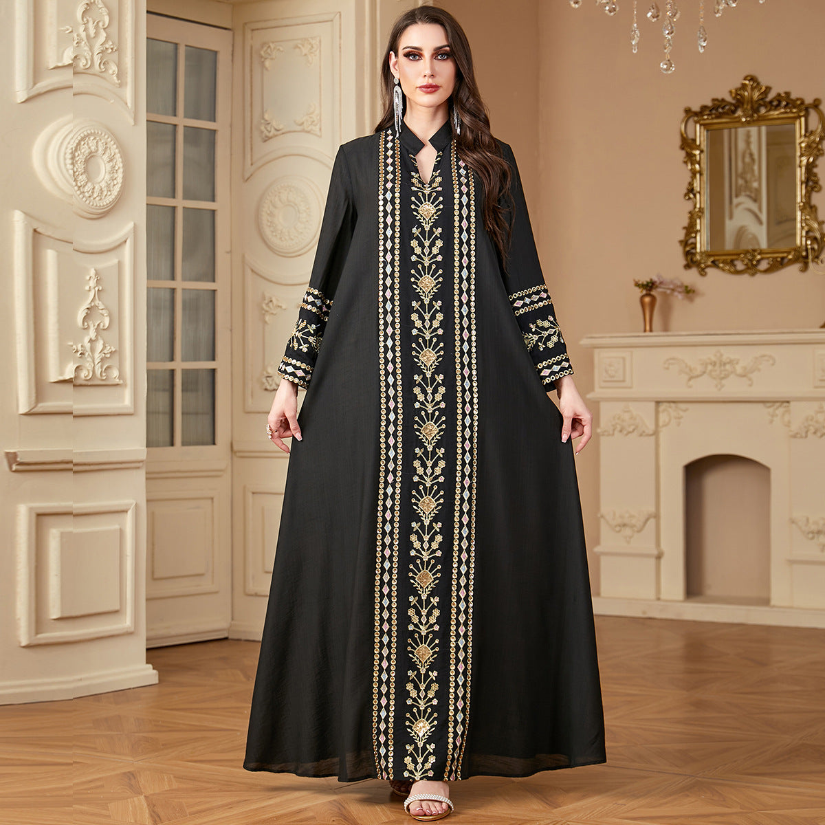 robe longue en patchwork brodé