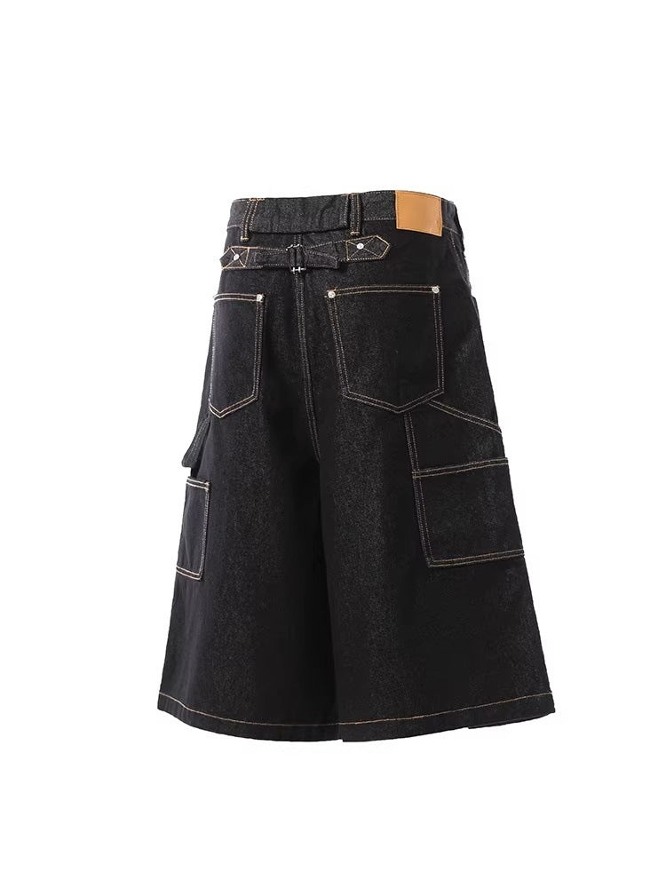 Pantalon en jean rétro court à jambes larges