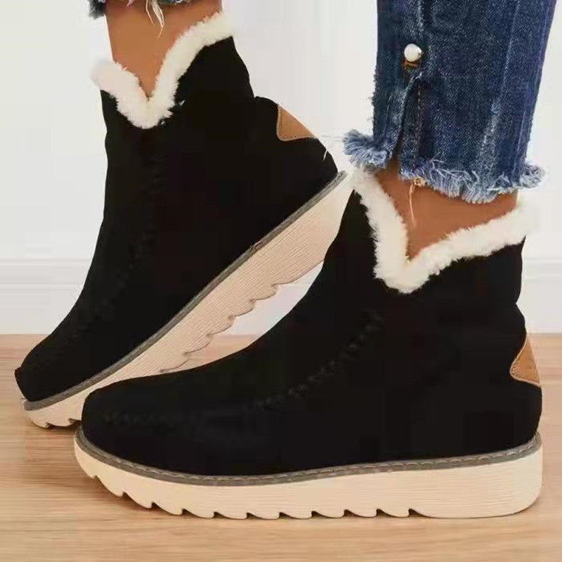 Bottes de neige en tissu épais avec doublure en fourrure