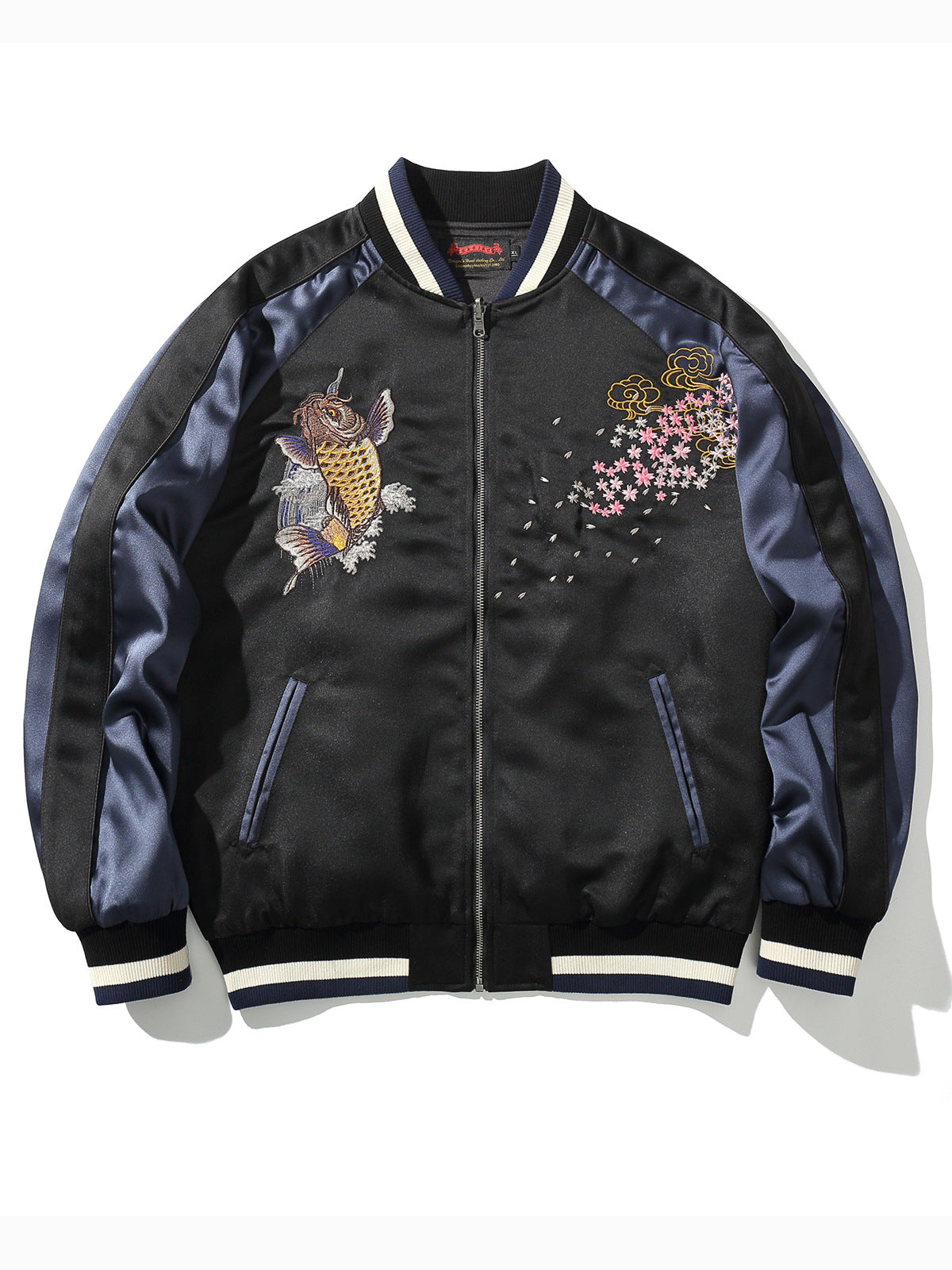 Veste à broderie de poissons Koi style chinois