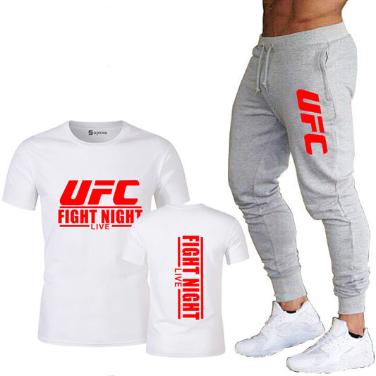 Ensemble de vêtements de sport pour hommes comprenant un t-shirt en coton et un pantalon