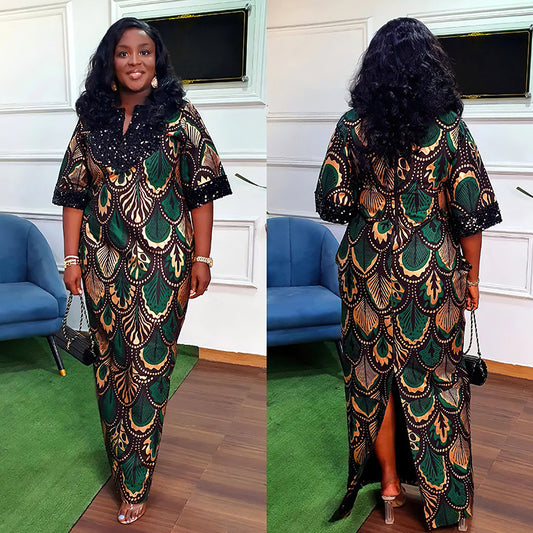 Habit :Robe longue en satin à sequins