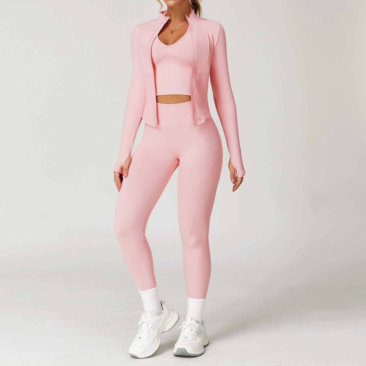 Ensemble de yoga dos nageur sans coutures avec taille côtelée