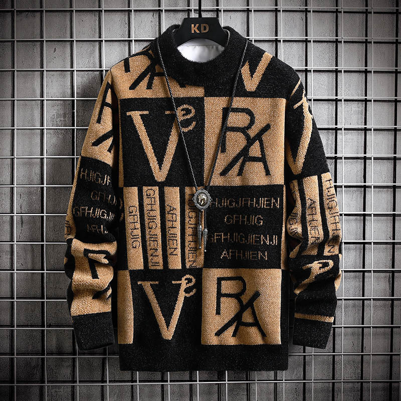 Pull en tricot pour hommes à rayures avec couleurs contrastantes