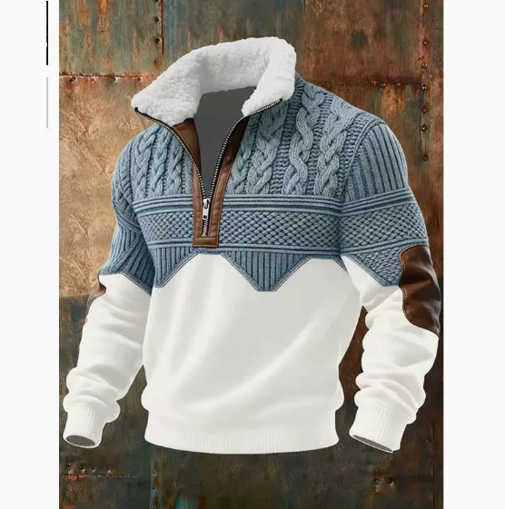 Sweat-shirt à col montant et fermeture éclair pour homme