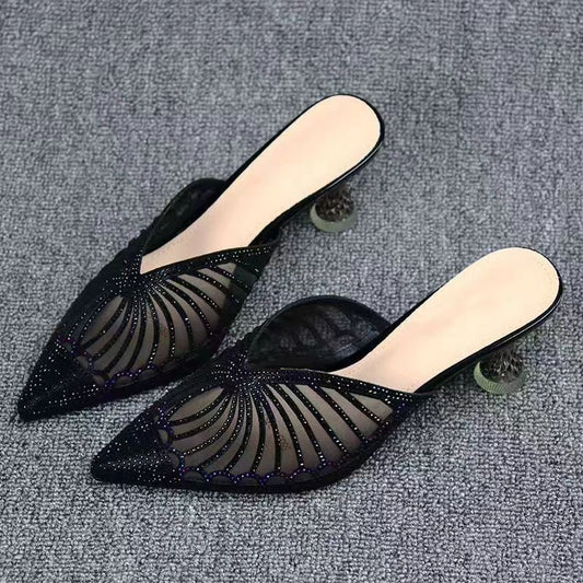 Chaussures: Sandales à talons aiguilles en cristal pour femmes