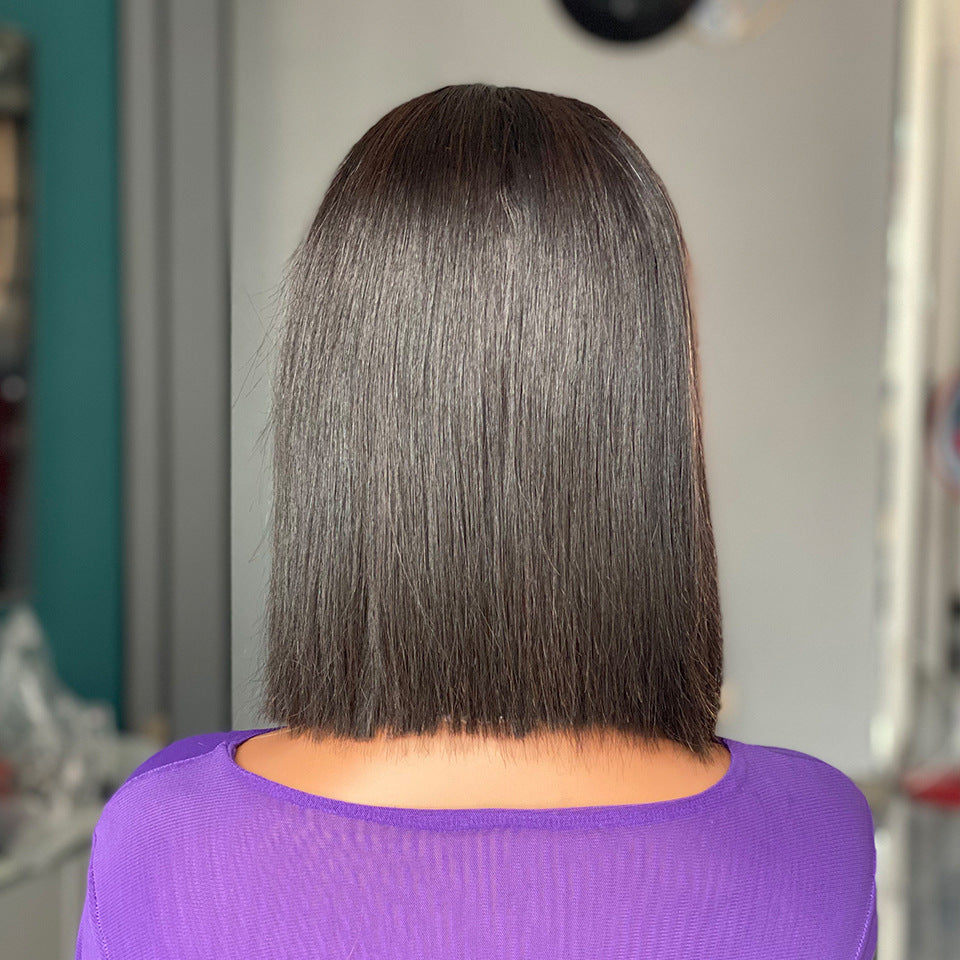 Perruque en cheveux humains raides comme des baguettes