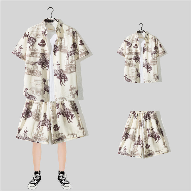Habit :Ensemble chemise à manches courtes à fleurs