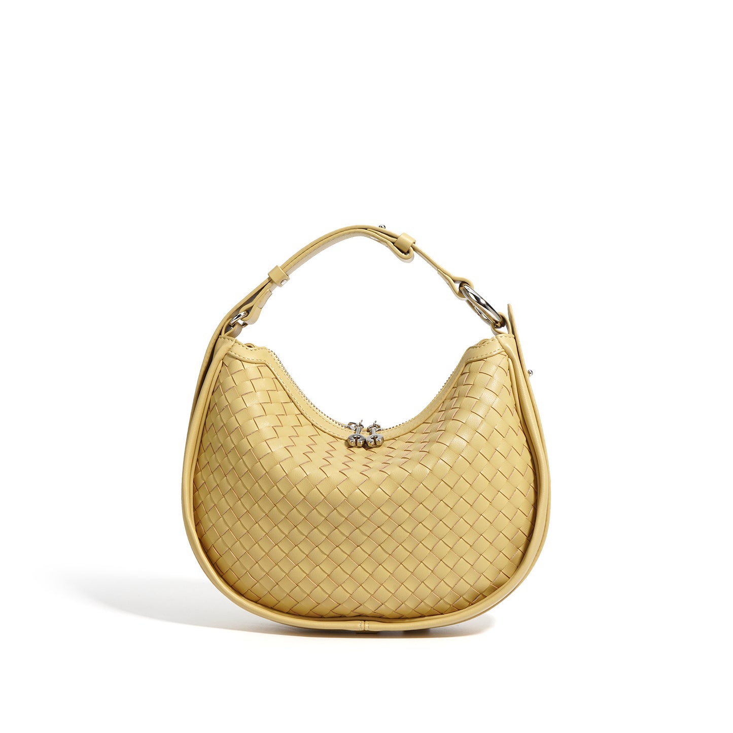 Sac a main en cuir tressa en forme de croissant