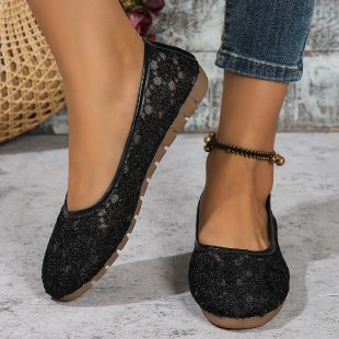 Ballerines à bout rond en mesh pour femmes