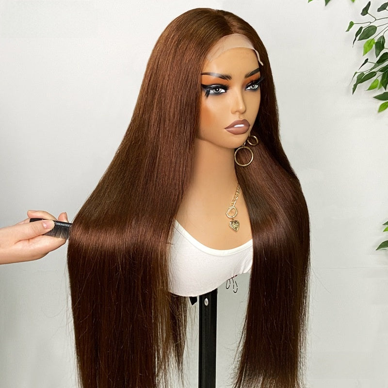 Perruque en cheveux humains raides comme des baguettes
