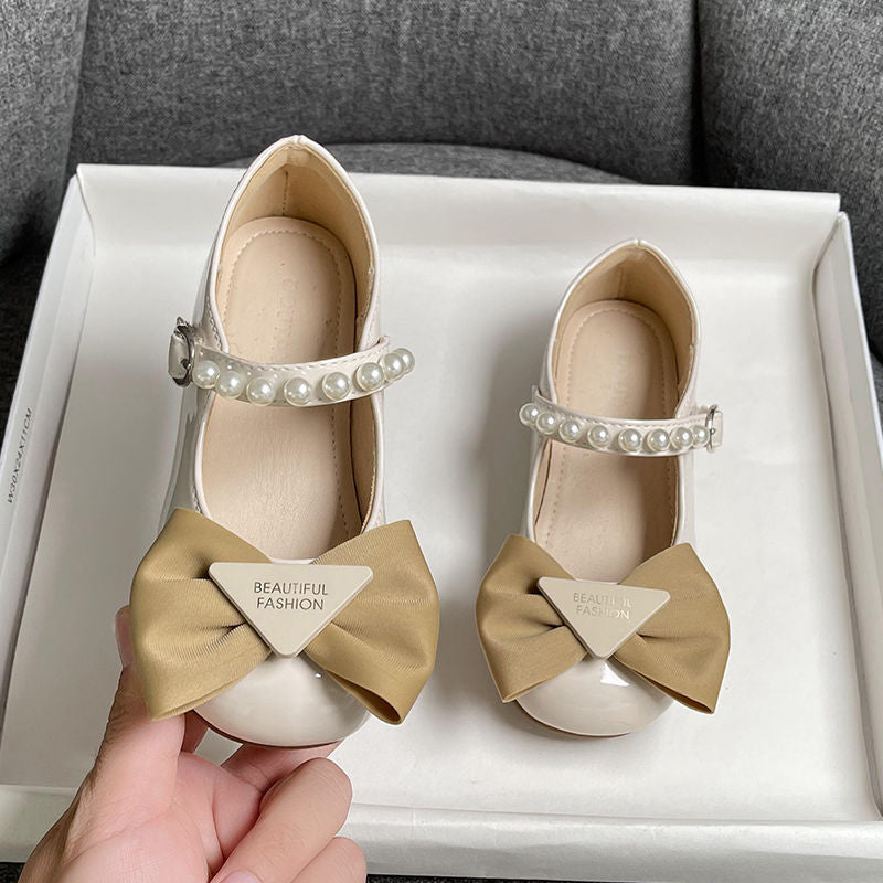 Ballerines à nœud et perles pour filles