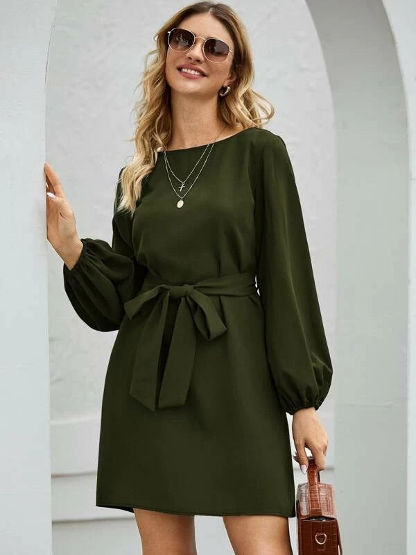 Robe en maille unie mi-longue pour femmes