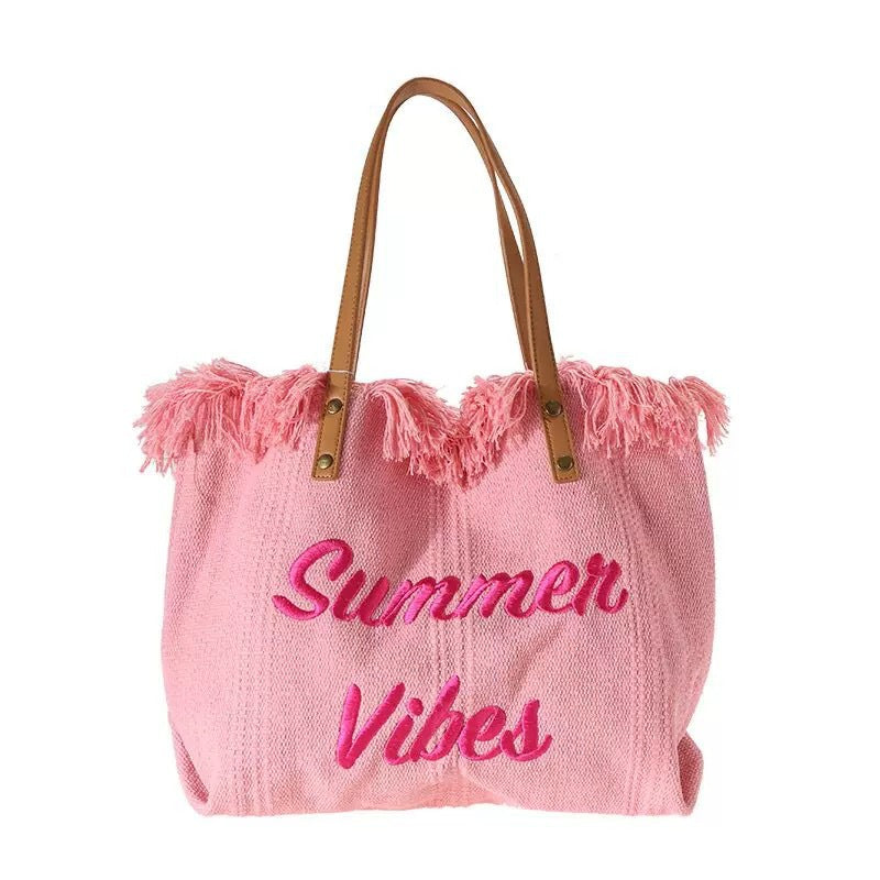 Sac cabas en toile brodée - Grand sac bandoulière pour femme