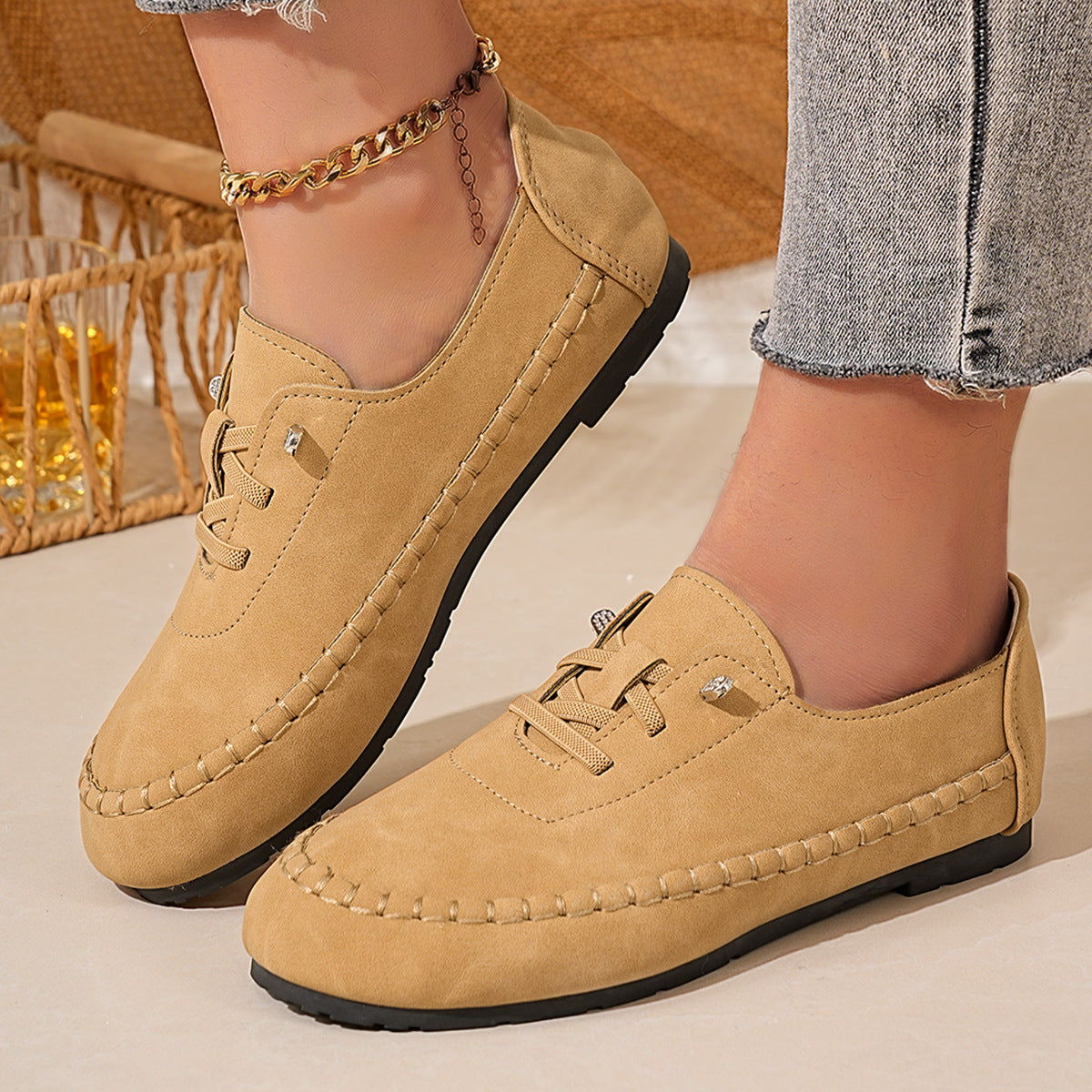 Chaussures :Ballerines rétro à lacets pour femmes