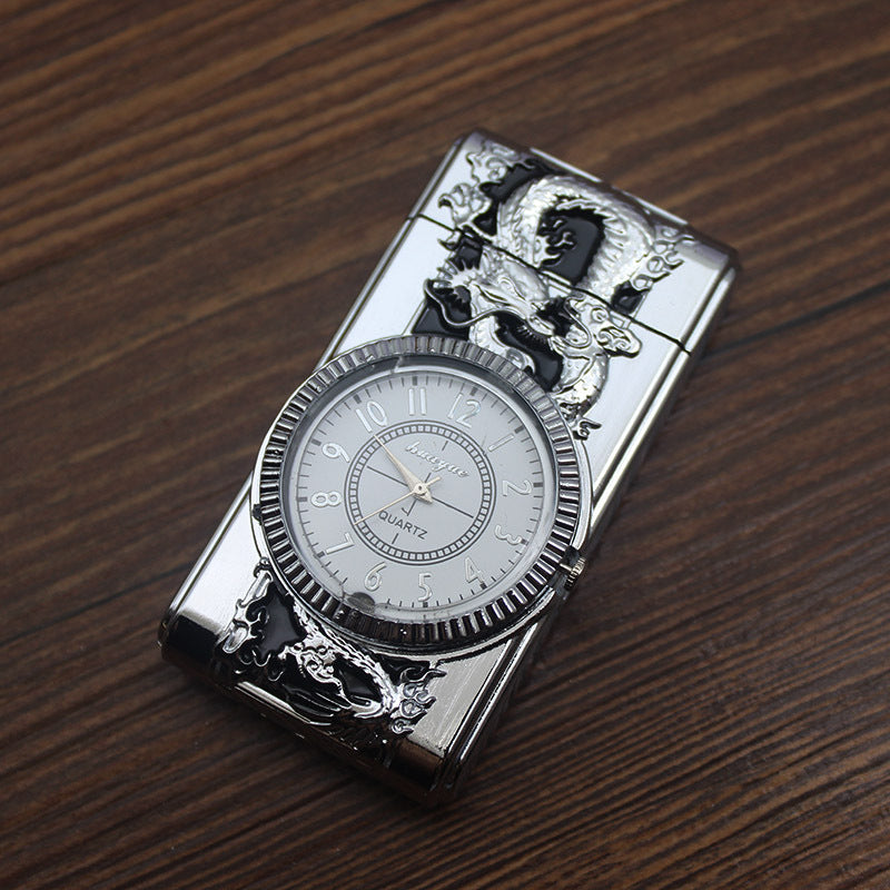 Briquet montre en métal créatif avec lumière LED