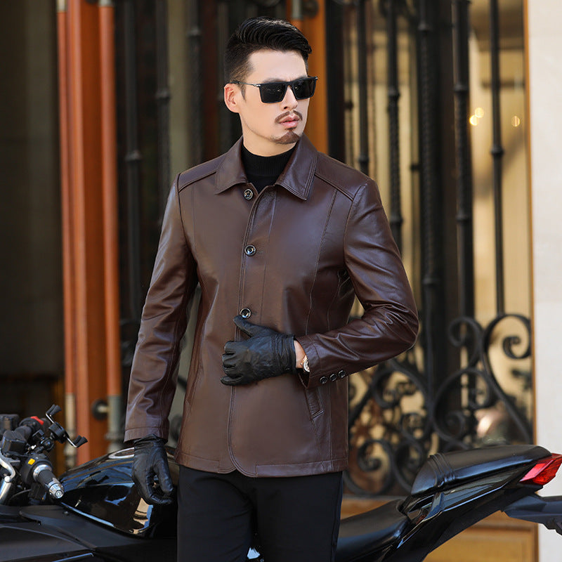 Veste en cuir d'agneau véritable pour homme