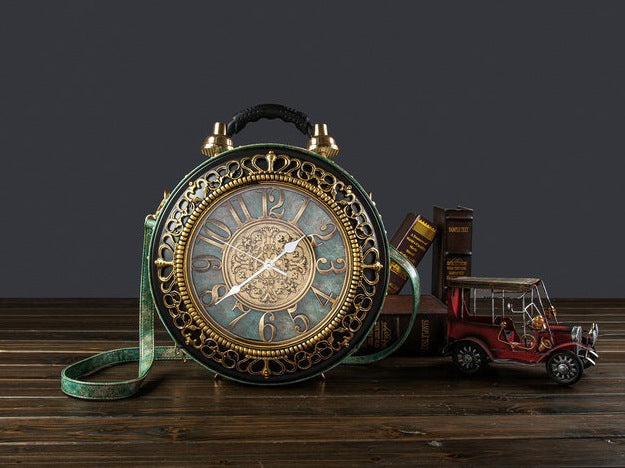 Sac à main au design d'horloge rétro