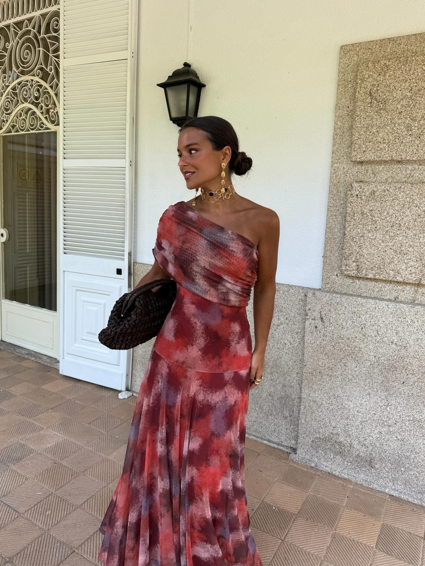 Robe trapèze en mesh imprimé