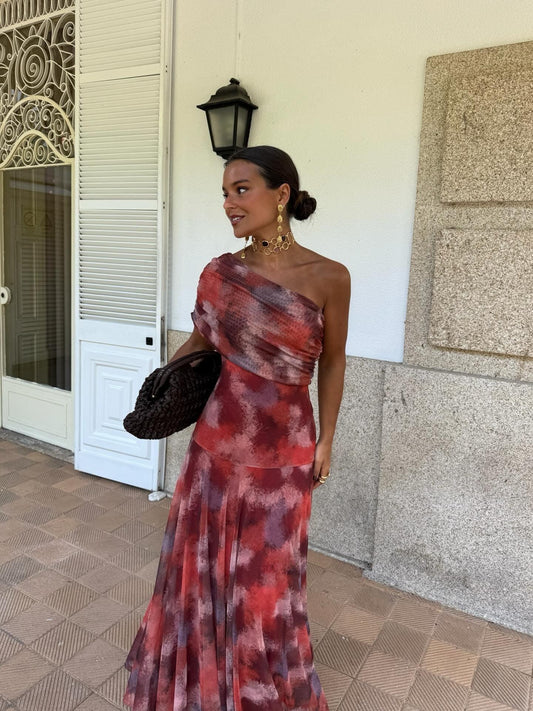 Robe trapèze en mesh imprimé