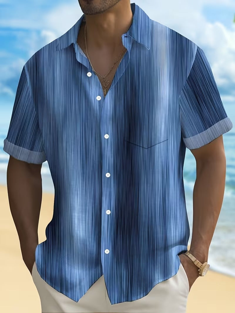 Chemise d'été imprimée européenne et américaine à manches courtes pour homme, coupe ample, grande taille, col à revers.