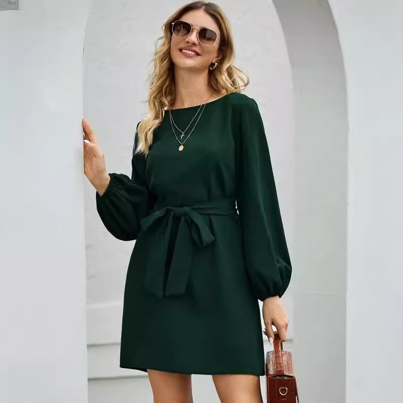 Robe en maille unie mi-longue pour femmes