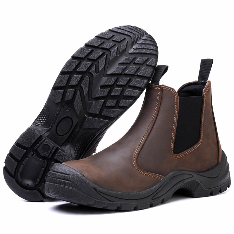 Bottes de sécurité pour hommes, en cuir de vachette anti-écrasement et anti-perforation