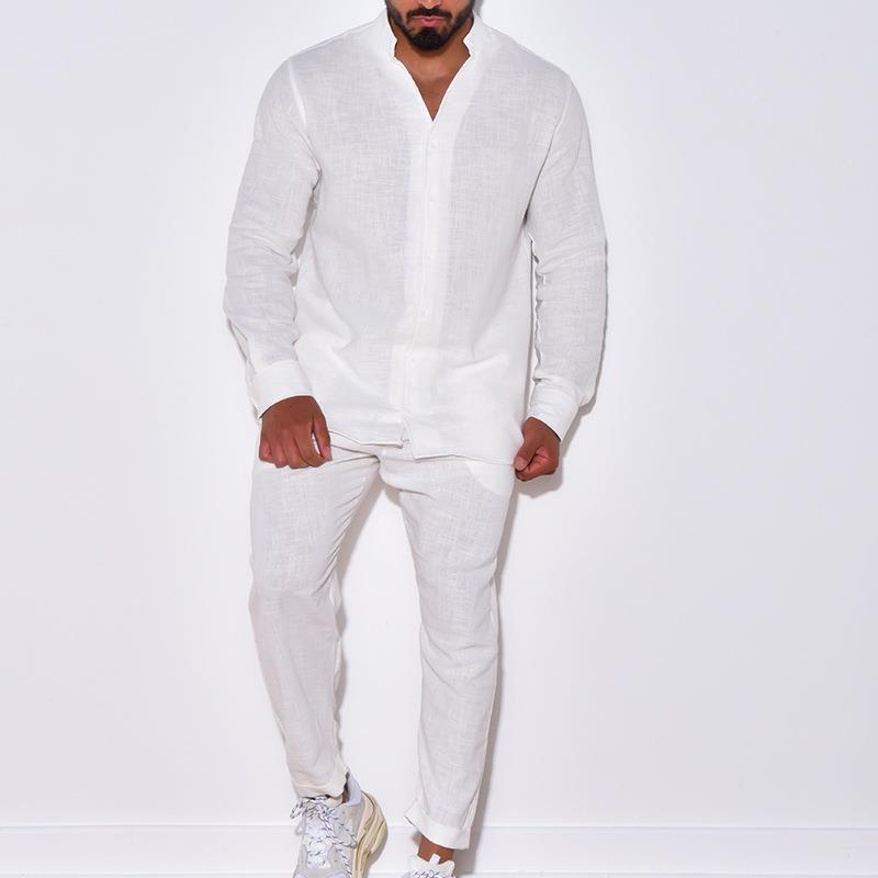 Ensemble deux pièces pour homme (pantalon et haut) en coton, style décontracté et fonctionnel, manches longues, pour l'automne (destiné à l'exportation).
