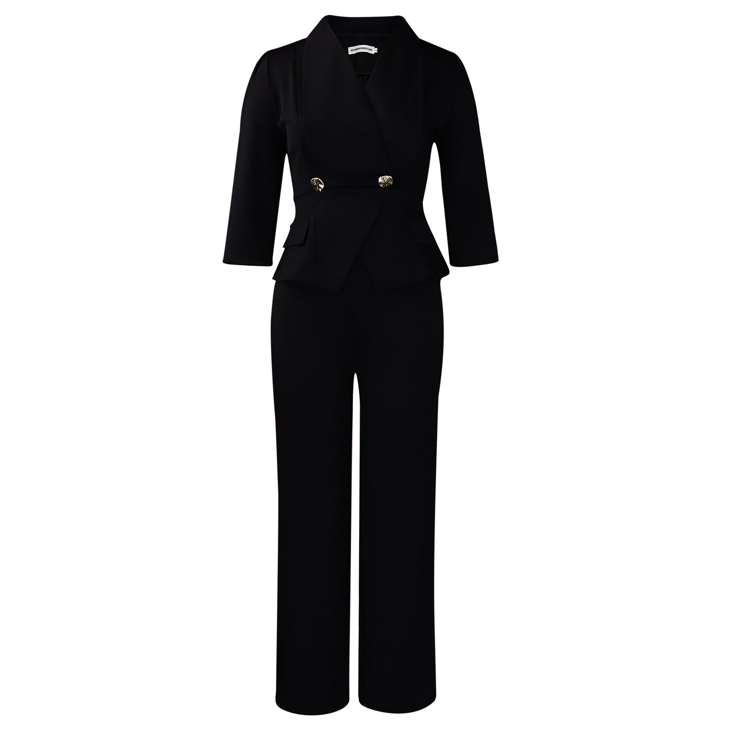 Habit :Combinaison pantalon large à col tailleur pour femme