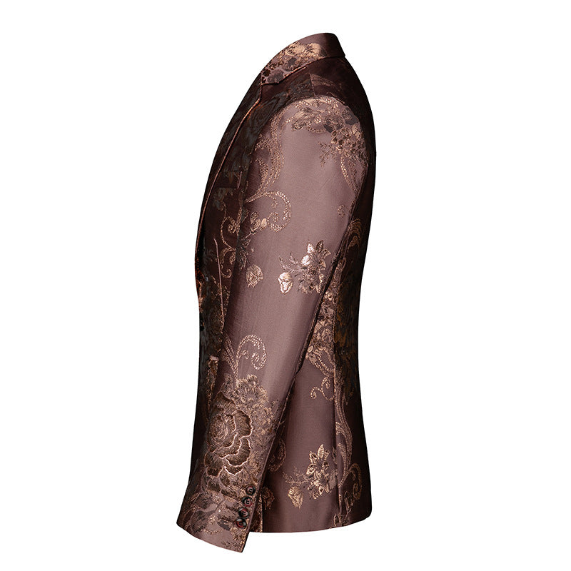 Veste de costume pour homme à imprimé floral coupe ajustée