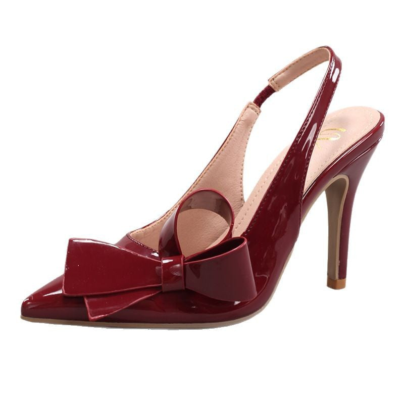 Chaussures :Sandales à talon haut avec nœud, bout pointu et bride à la cheville