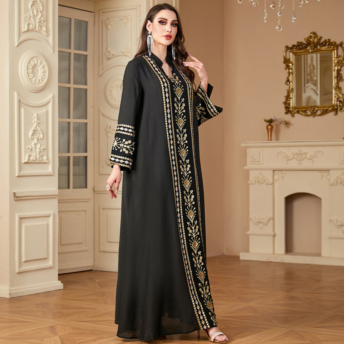 robe longue en patchwork brodé
