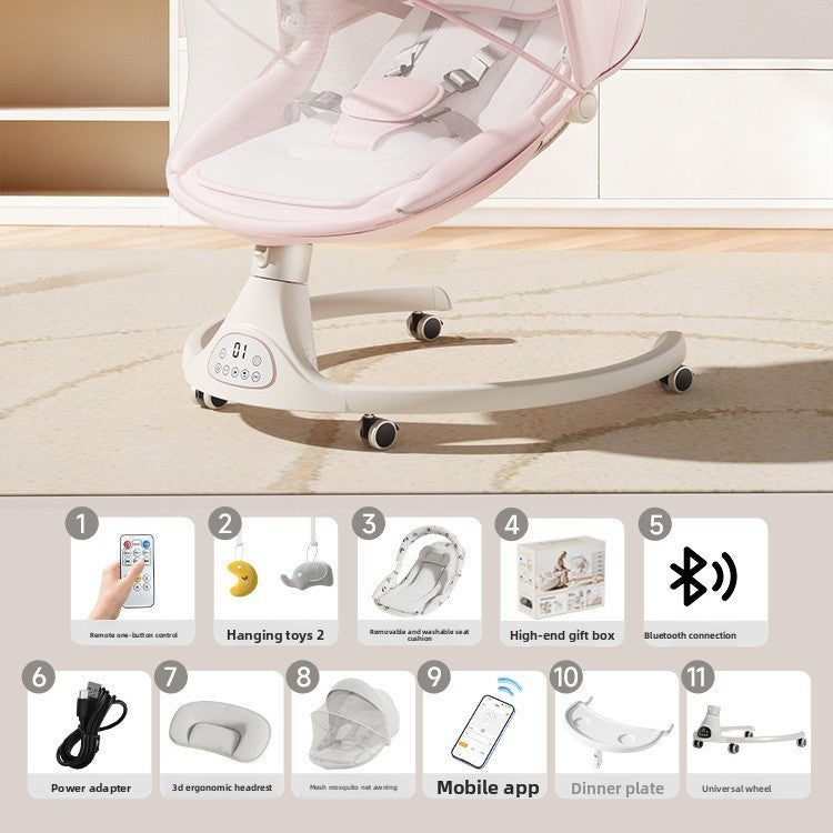 Fauteuil à bascule électrique pour bébé avec commande par application Bluetooth