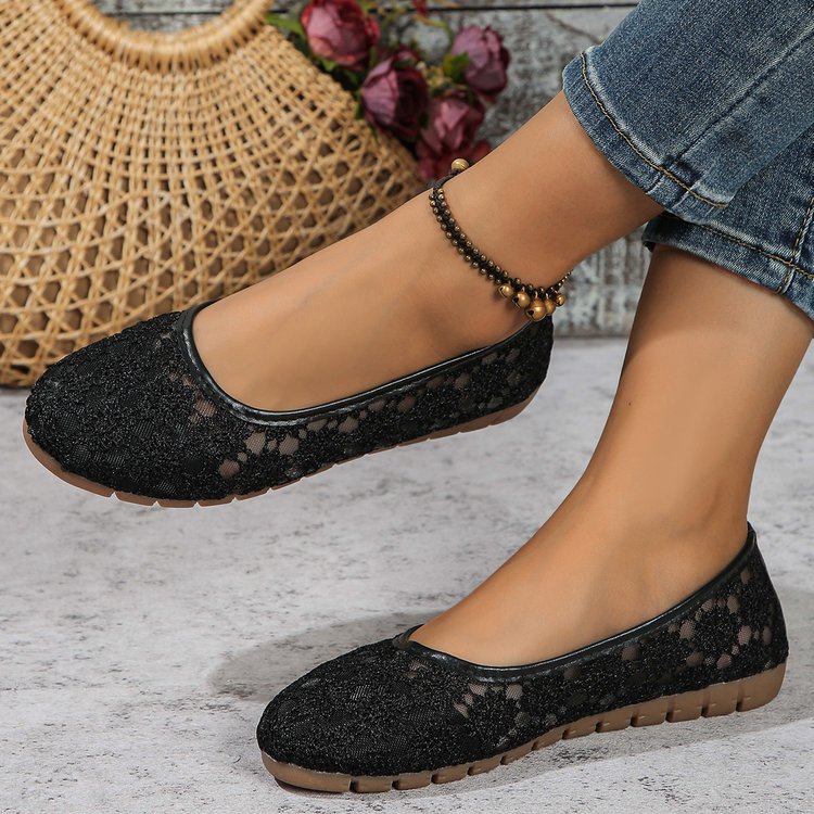 Ballerines à bout rond en mesh pour femmes