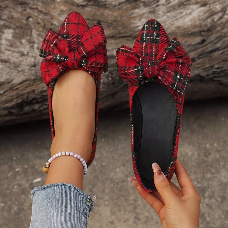 Chaussures plates à bout pointu avec nœud pour femmes