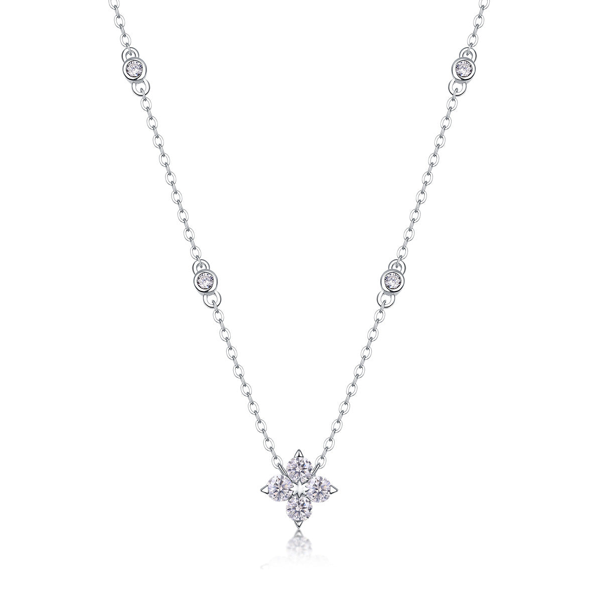 Collier pendentif géométrique en moissanite et argent sterling