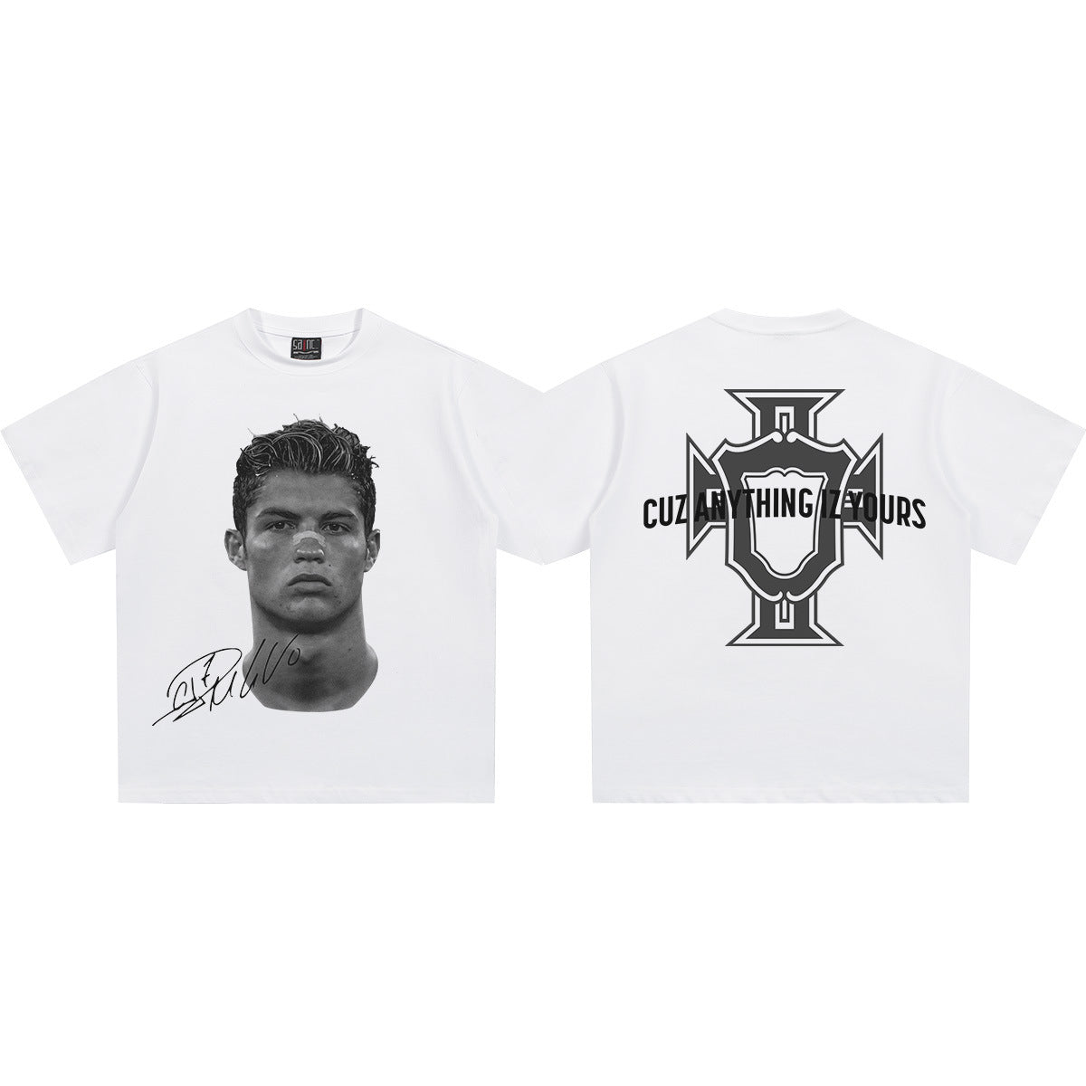T-shirt en coton imprimé football vintage