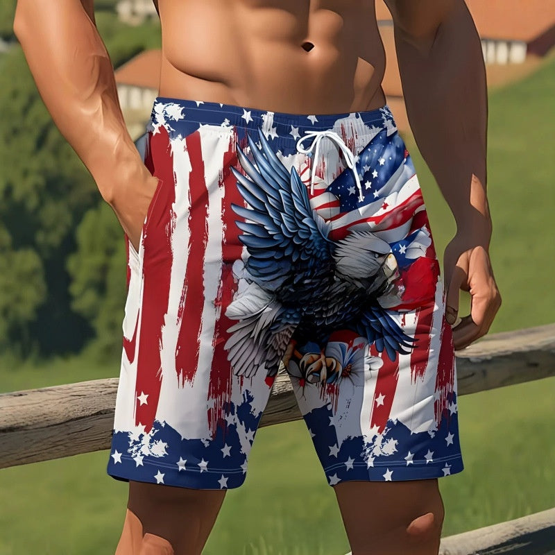 Short de plage décontracté pour homme avec imprimé 3D pour la fête de l'indépendance