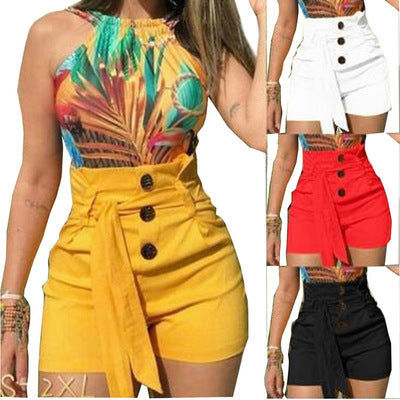 Shorts taille haute à jambes larges pour femmes
