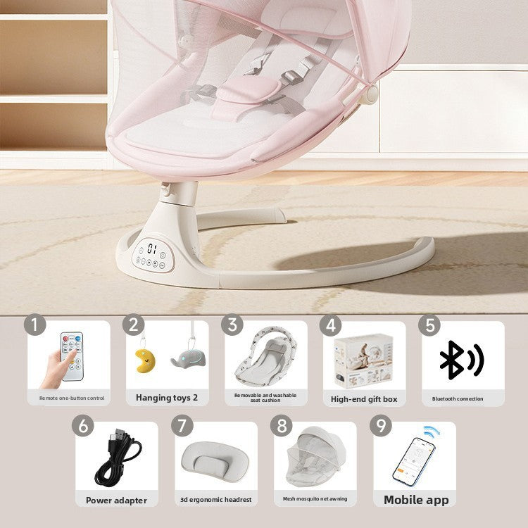 Fauteuil à bascule électrique pour bébé avec commande par application Bluetooth