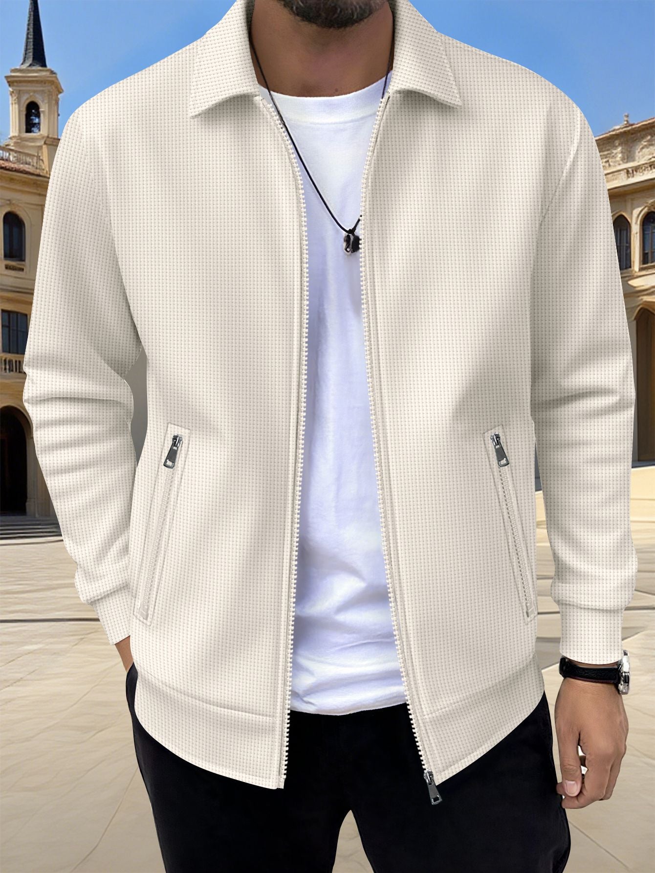 Veste décontractée pour homme avec fermeture éclair