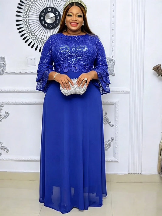 Habit :Robe en mousseline de soie à dentelle florale