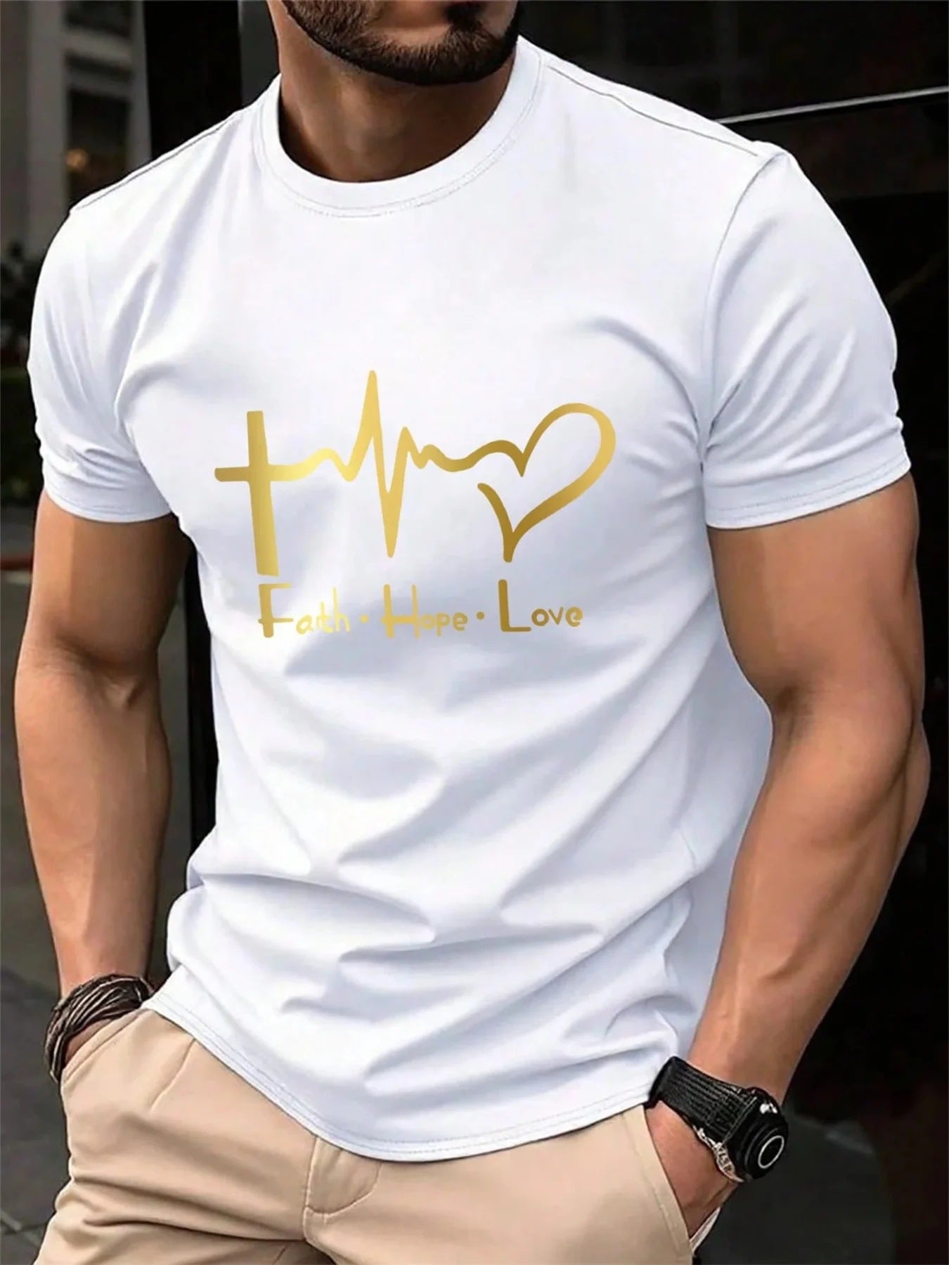 T-shirt homme en coton pur à manches courtes imprimé