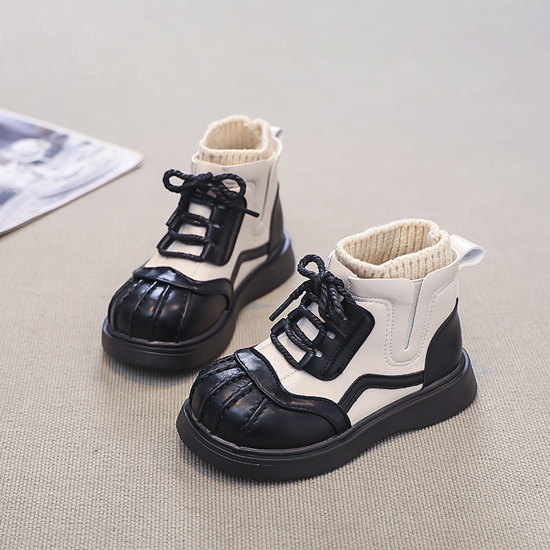 Bottines en cuir synthétique pour filles