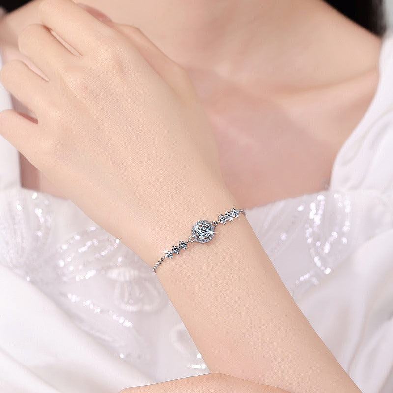 Ensemble de bijoux en argent sterling avec moissanite en forme de cercle géométrique